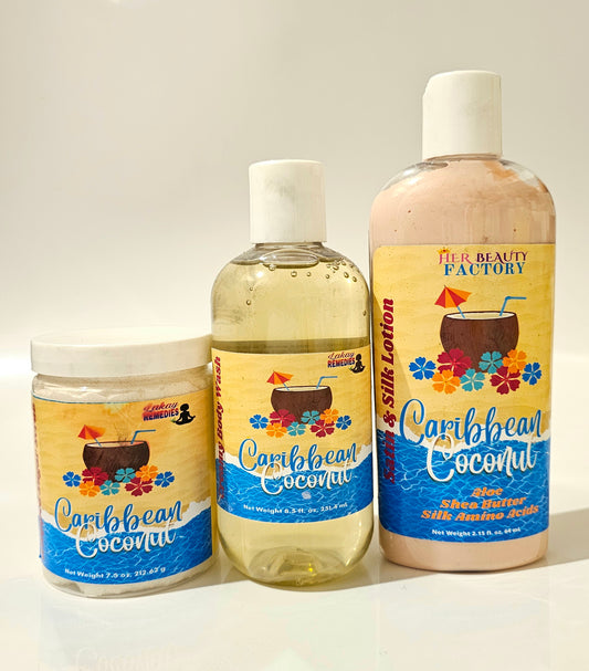 Caribbean Coconut Body Wash, Lotion & Whipped Sugar Scrub 