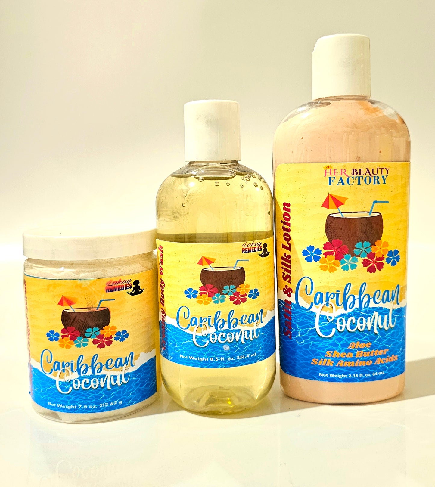 Caribbean Coconut Body Wash, Lotion & Whipped Sugar Scrub 