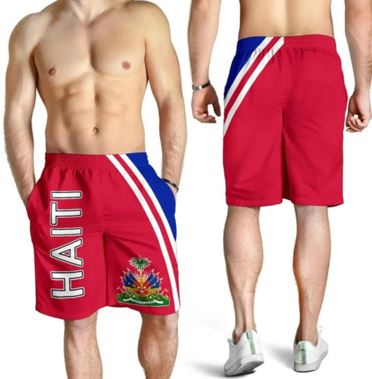 Red 3D Print Men's Haiti Shorts