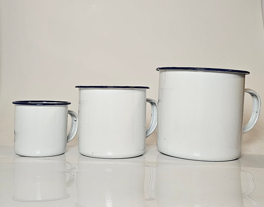 Small, medium, large mugs