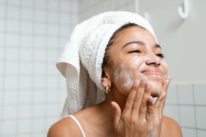 Woman using Face Wash